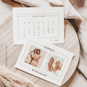 Calendrier Carte de proposition de demoiselle d’honneur, Photo Serez-vous ma proposition de demoiselle d’honneur, TÉLÉCHARGEMENT INSTANTANÉ