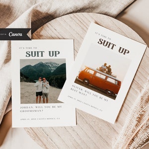 Modèle de carte de proposition du meilleur homme avec photo minimale, modèle Canva, carte de proposition du meilleur homme, TÉLÉCHARGEMENT IMMÉDIAT