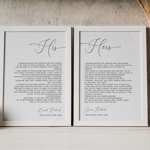 Wedding Vows First Anniversary Gift Template, Canva His and Her Vows, Wedding Vows Wall Art Printable, INSTANT DOWNLOAD