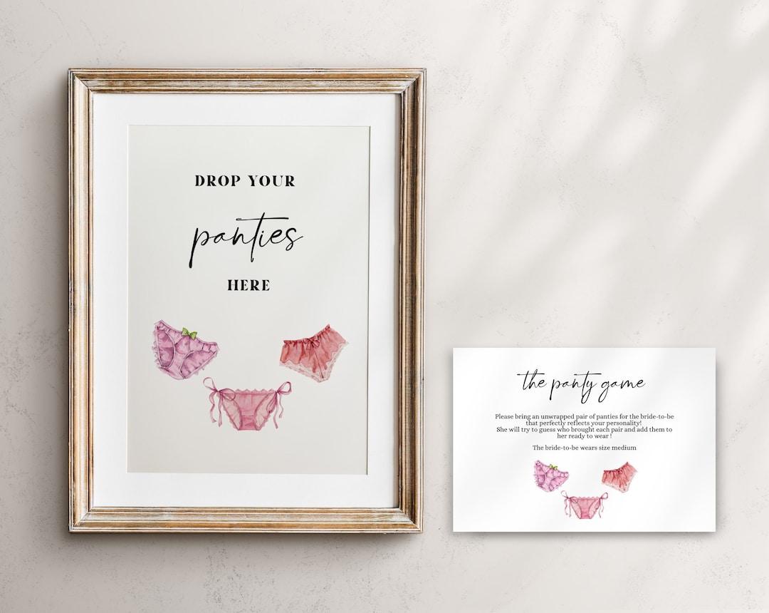 Drop Your Panties Here Sign and Card, Panty Game Sign, Pink Bridal ...