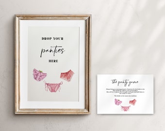 Panty Game Sign and Card, Bridal Shower, Bachelorette Party (Instant Download)