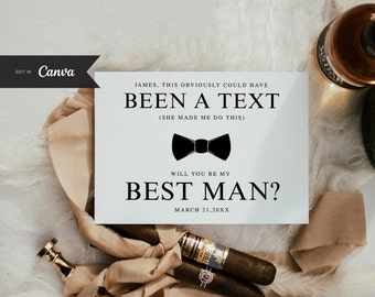 Funny Best Man Proposal Card Template, Canva Template, Groomsmen Proposal, INSTANT DOWNLOAD