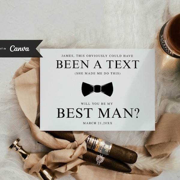 Funny Best Man Proposal Card Template, Canva Template, Groomsmen Proposal, INSTANT DOWNLOAD