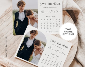Photo Save the Date Card Template, Minimalist Wedding Announcement (INSTANT DOWNLOAD)