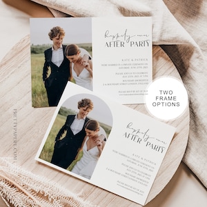 Minimal Happily Ever After Party Invite, Photo Reception Party Invitation Canva Template, Instant Download