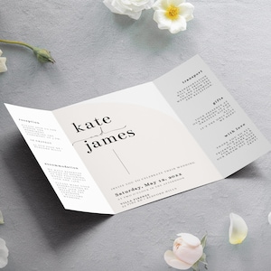 Halbbogen-Gatefold-Hochzeitseinladungsvorlage + RSVP, SOFORT-DOWNLOAD, #Kate