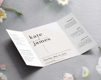 Half Arch Gatefold Wedding Invitation Template + RSVP, INSTANT DOWNLOAD, #Kate