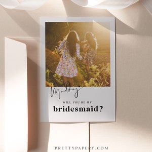 Polaroid Bridesmaid Proposal Card Template, Canva Photo Bridesmaid Proposal, Will You Be My Bridesmaid, INSTANT DOWNLOAD zdjęcie 6