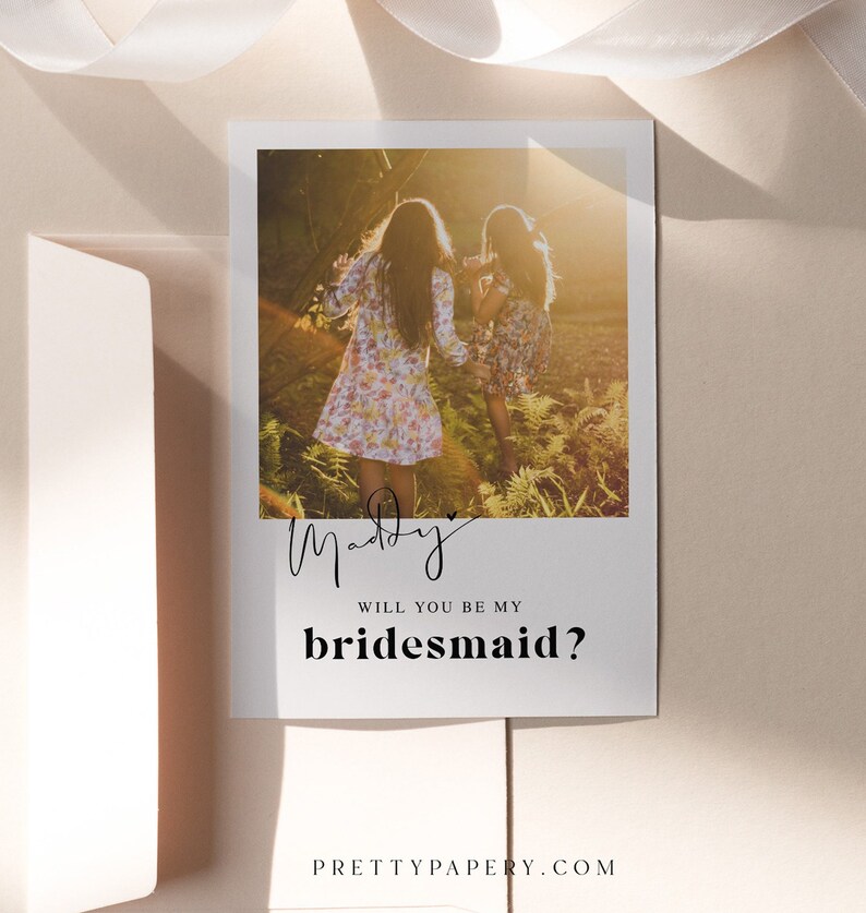 Polaroid Bridesmaid Proposal Card Template, Canva Photo Bridesmaid Proposal, Will You Be My Bridesmaid, INSTANT DOWNLOAD zdjęcie 6