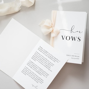 Sjabloon elegante bruiloft geloften kaarten, set van 2, Canva minimalistische bruiloft gelofte boek sjabloon, zijn en haar geloften, INSTANT DOWNLOAD