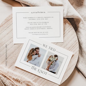 Photo We Tied the Knot Elopement Announcement Template, Wedding Reception, Instant Download
