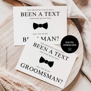 Digital Download Funny Groomsmen Proposal Card, Groomsman + Best Man Proposal Cards, INSTANT DOWNLOAD, Ready To Print