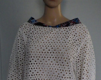 Embroidered cotton trapeze top