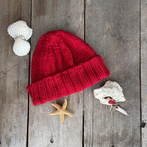 Merino Wool Fisherman Beanie, Knit Trawler Cap, Winter Hat PHILIGHTS Short Fisherman Beanie for Men Women Wool Knit  main image 2