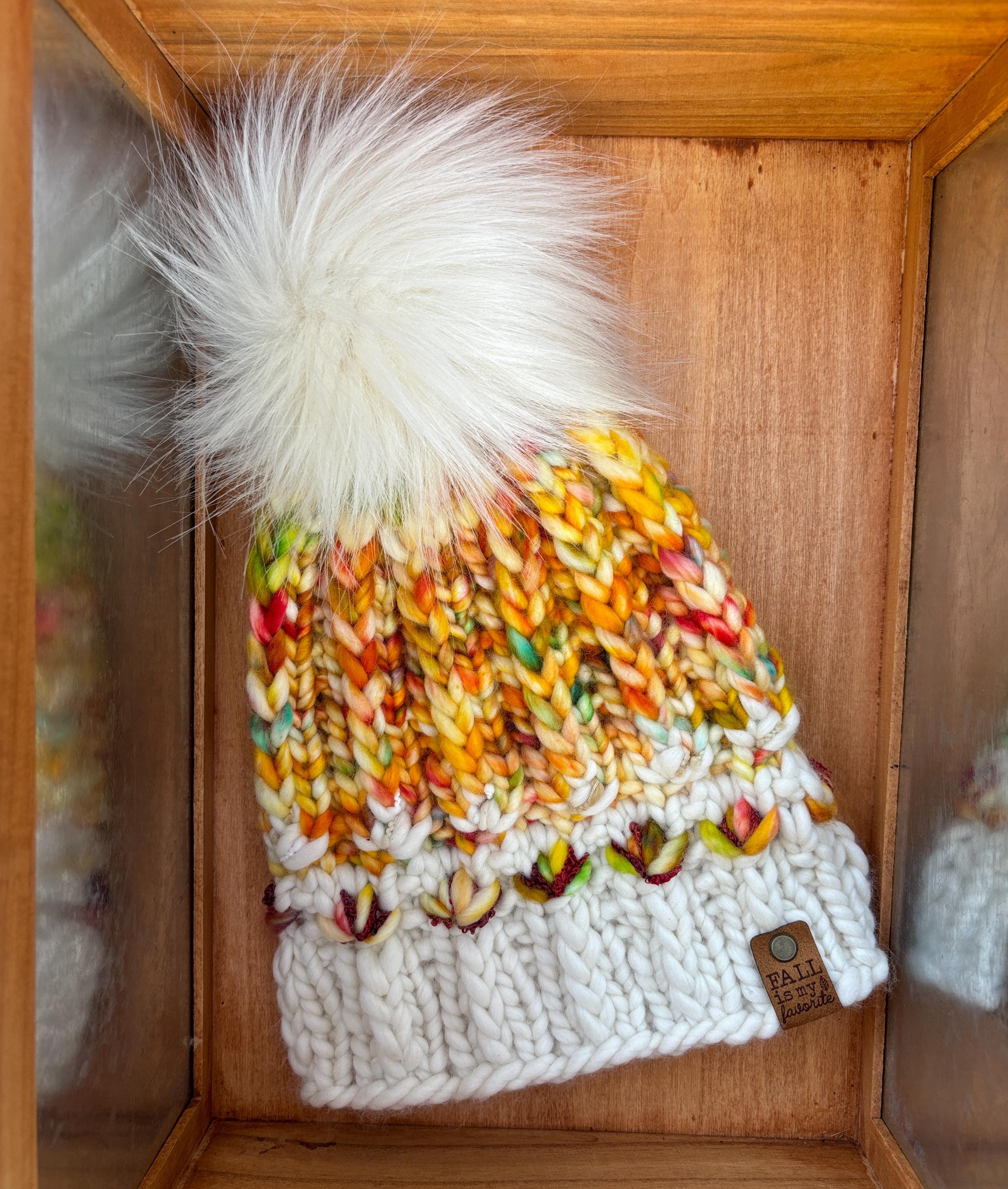 Handmade Wool Cream Knit Beanie with Red, Yellow & Green Accents MM Red Yellow Green Rasta Inspired Beanie Cap at Amazon  main image 3