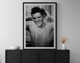 Elvis Presley Showering Naked - GI Blues - Large Print Wall Decor, Canvas or Print (Framed /Unframed and Mat/No Mat)