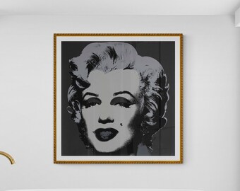 Marilyn Monroe - Black/White l Warhol l Pop Art | Canvas or Print (Framed /Unframed and Mat/No Mat)