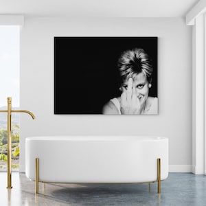 Princess Diana Gives the Finger, Wall Decor, Photography, Modern B&W Canvas