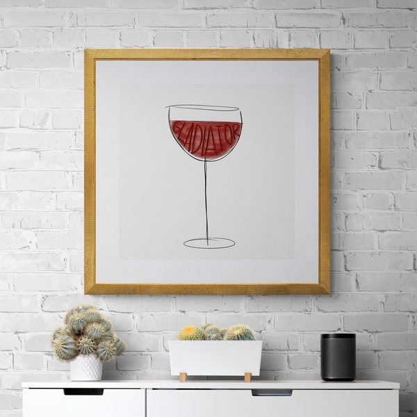 Olivia Pope Gladiator Wine Glass Art -  Canvas or Large Poster Print (Framed /Unframed and Mat/No Mat)