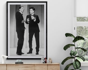 Elvis Presley and Frank Sinatra Black and White- Large Print Wall Decor, Canvas or Print (Framed /Unframed and Mat/No Mat)