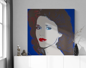 Jane Fonda on Blue l Warhol l Pop Art | Canvas or Print (Framed /Unframed and Mat/No Mat)