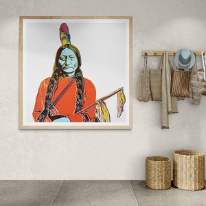 Sitting Bull | Pop Art Canvas or Print (Framed /Unframed and Mat/No Mat)