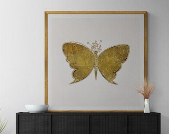 Gold Butterfly l Warhol l Pop Art | Canvas or Print (Framed /Unframed and Mat/No Mat)