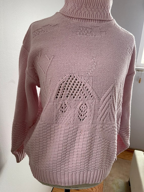 80s vintage long sleeve pink women cotton sweater… - image 7