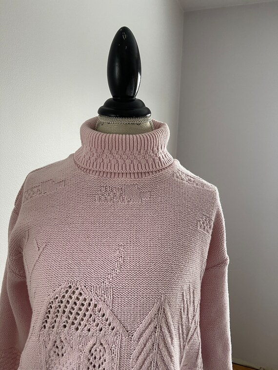 80s vintage long sleeve pink women cotton sweater… - image 10