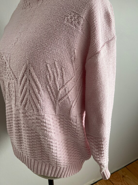 80s vintage long sleeve pink women cotton sweater… - image 8