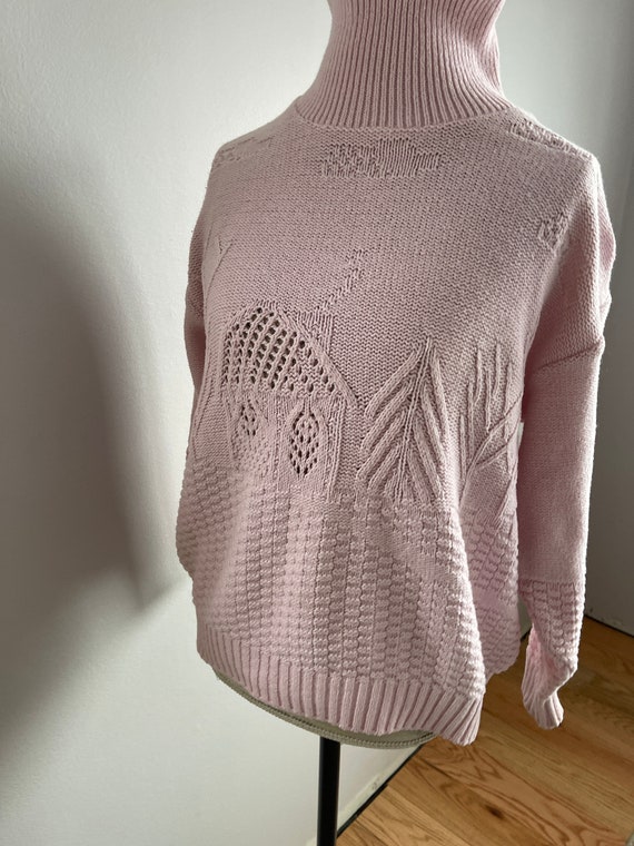 80s vintage long sleeve pink women cotton sweater… - image 4
