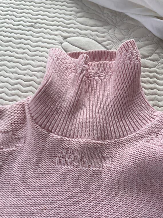 80s vintage long sleeve pink women cotton sweater… - image 5