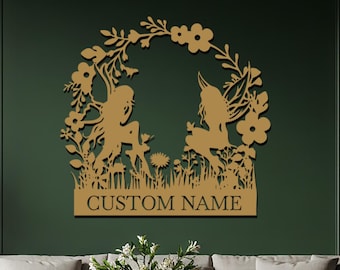 Custom Fairy Metal Wall Art, Girls Nursery Decor