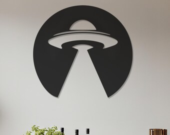 UFO Metal Wall Art, Modern Sci-Fi Decor, Gamer Gift