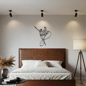 Abstract Ballerina Metal Wall Art, Graceful Dancer Line Sculpture, Modern Iron Wall Decor, Artistic Bedroom Metal Artwork Gift