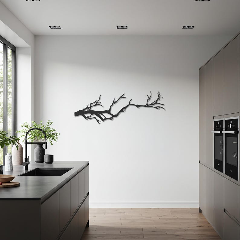 Metal Tree Branch Wall Art – Modern Nature Silhouette Decor - Etsy