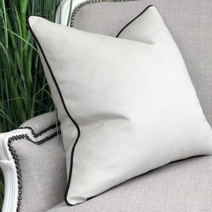 Ivory cushion cover with black piped edge | 9 colour piping choices | contrast | luxury | large | custom| throw pillow | scatter cushion