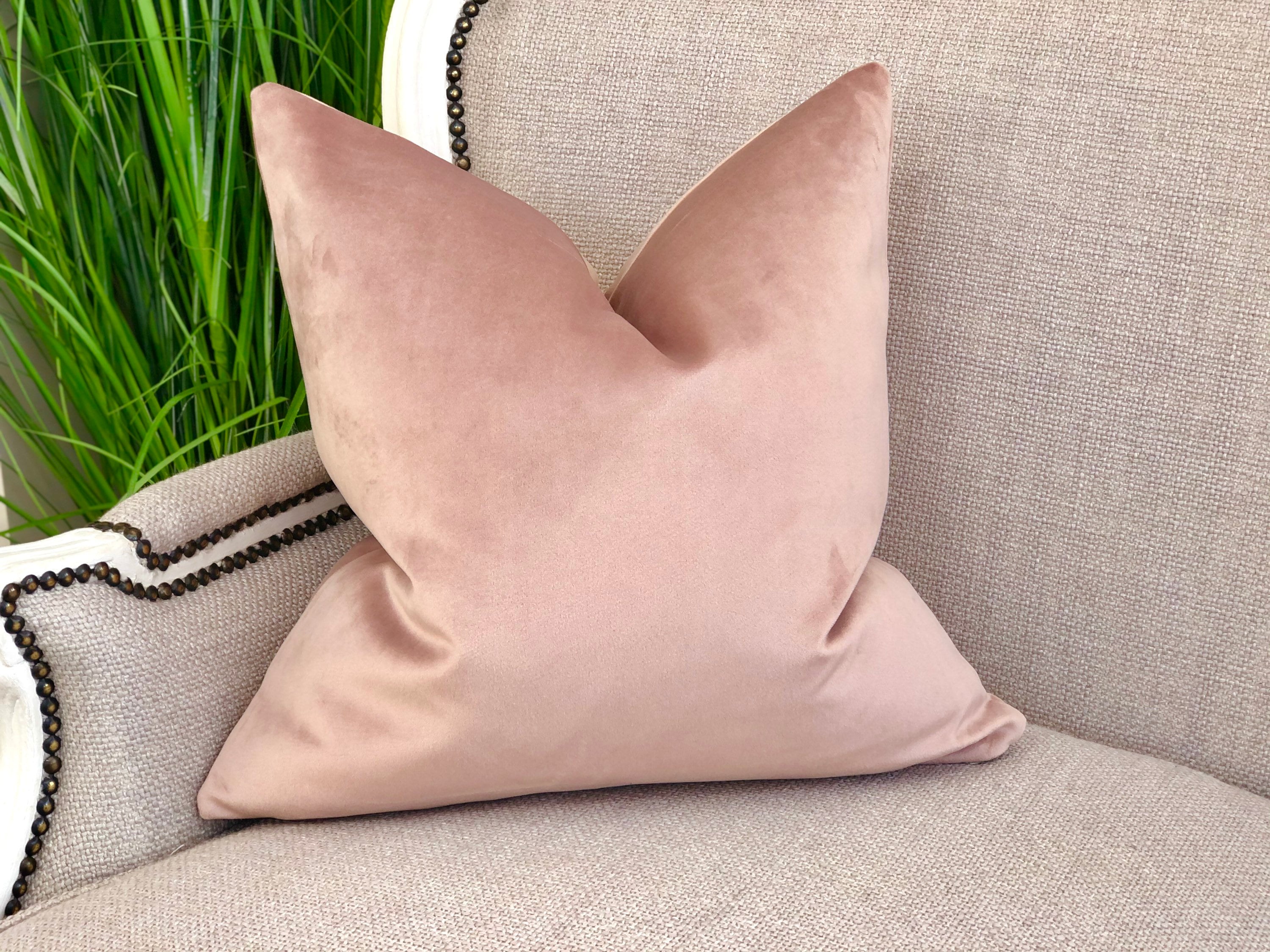 Blush pink velvet pillows hotsell
