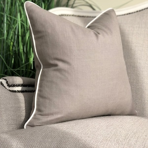 Grey cushion cover  | gray pillow cover | grey home decor | cushion with piping | grey linen cushion cover|