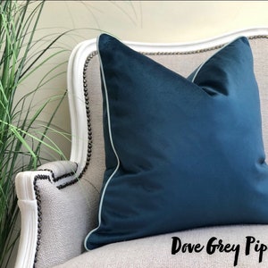 Navy/Blue cushion cover with piped edge | 9 piping colour choices | luxury velvet |  | small,medium,large| throw pillow | scatter