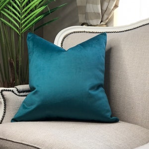 Teal velvet cushion cover | teal/mallard/kingfisher pillow cover | luxury | modern | vibrant | plain | solid | lumbar | bolster | large