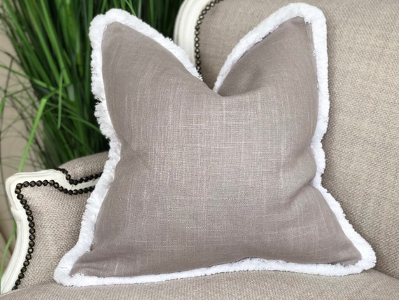 Grey and White Throw Pillow Cover Fringe tassel Cushion Cover Country boho modern contemporary Bedroom Living Room Etsy Canada