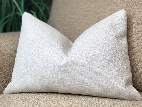 Textured Chalk White Cushion Cover Rectangle Cushions Ivory