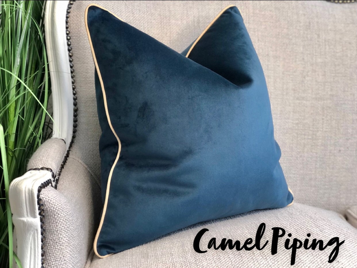 Navy/blue Cushion Cover With 9 Piping Colour Choices Luxury Velvet Piped  small,medium,large Modern Throw Pillow Scatter - Etsy