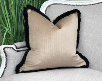 black fringe pillow