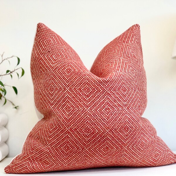 Red Geometric Pillow Etsy