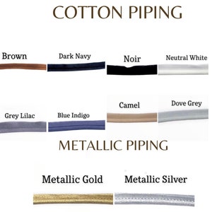 the different colors of cotton piping
