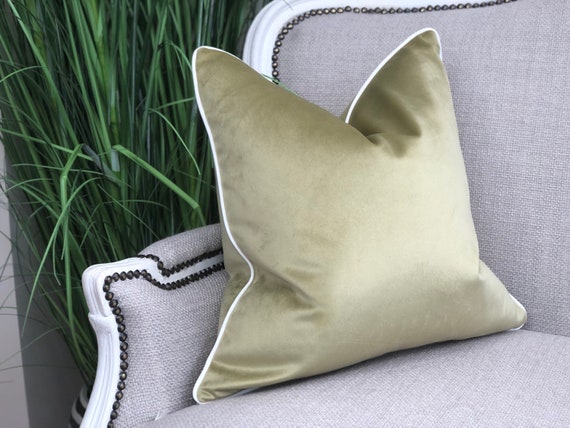 Pastel Green Cushion Cover With Neutral White Piped Edge 9 Piping
