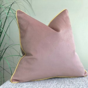 Blush Pink cushion cover with piped edge | 9 piping colour choices | luxury velvet | country | chic | pretty | modern | large | throw pillow
