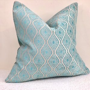 SALE - Turquoise blue cushion cover | turquoise pillow cover | geometric cushions | art deco cushions | turquoise decor | sale pillows